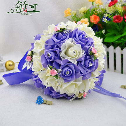 新娘手捧花 毕业花束 韩式仿真八仙玫瑰带钻绣球花 婚纱拍摄道具