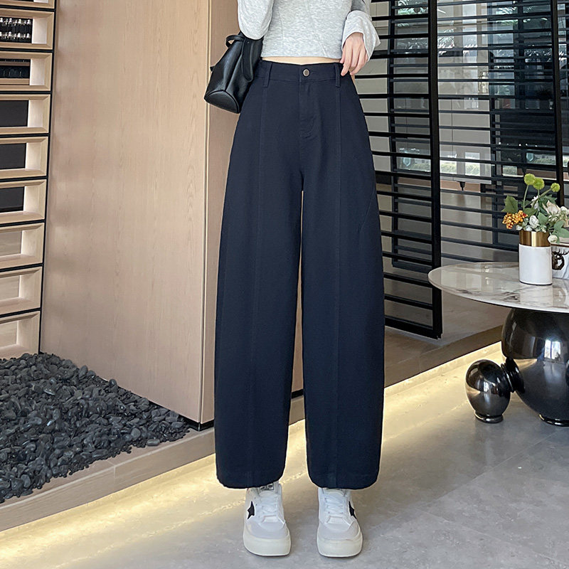 美式复古工装阔腿牛仔裤女