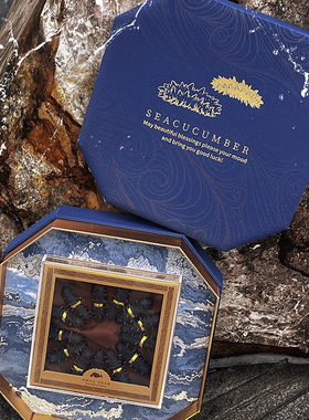 新款2024海澜波浪蓝色礼品盒500克装海参包装盒 一斤装八角空盒子