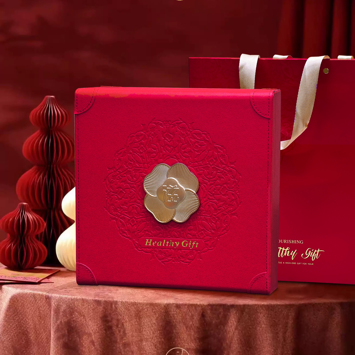 新款高档A56红色皮盒通用滋补品礼盒花旗参石斛鹿茸片燕窝包装,包装,礼品盒,淘宝优惠券,粉丝福利购,淘宝优惠卷