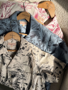 轻薄男女款 衬衫 Remains日本进口棉布复古手绘植物印花短袖
