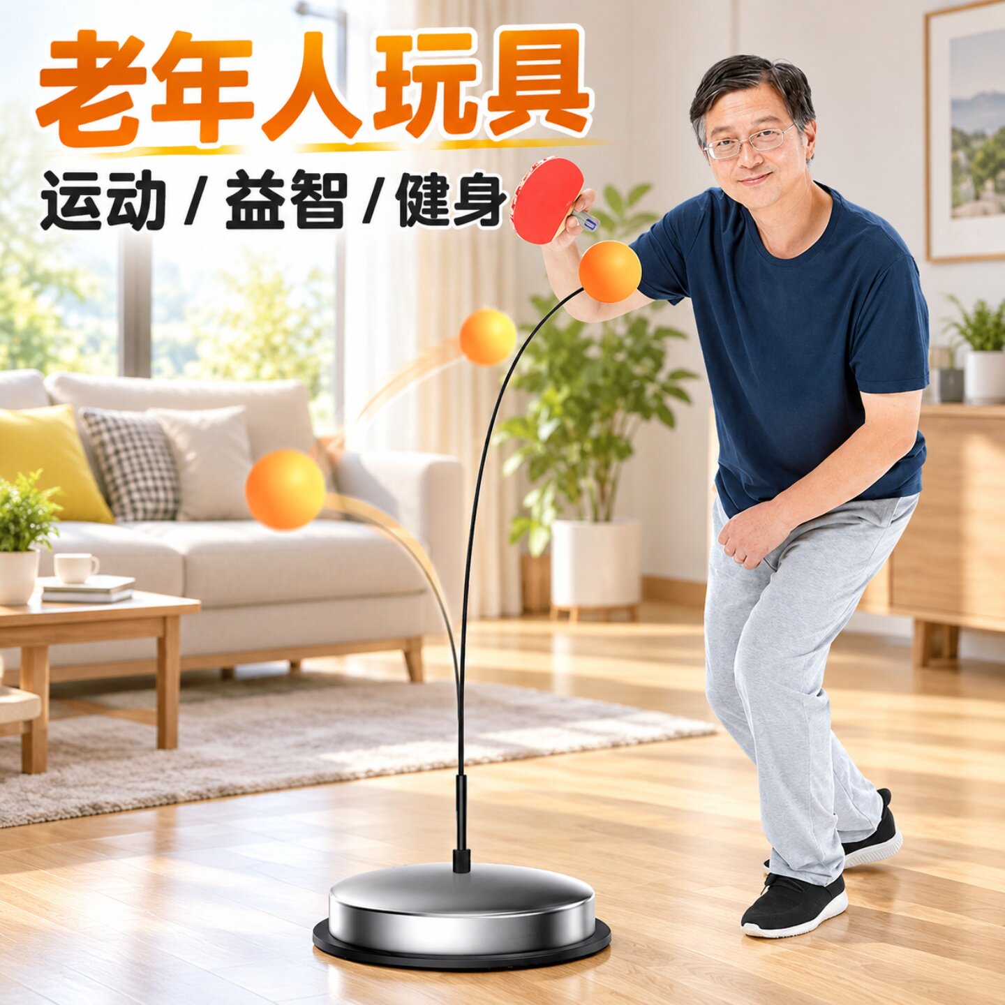 老年人居家乒乓球训练器图片