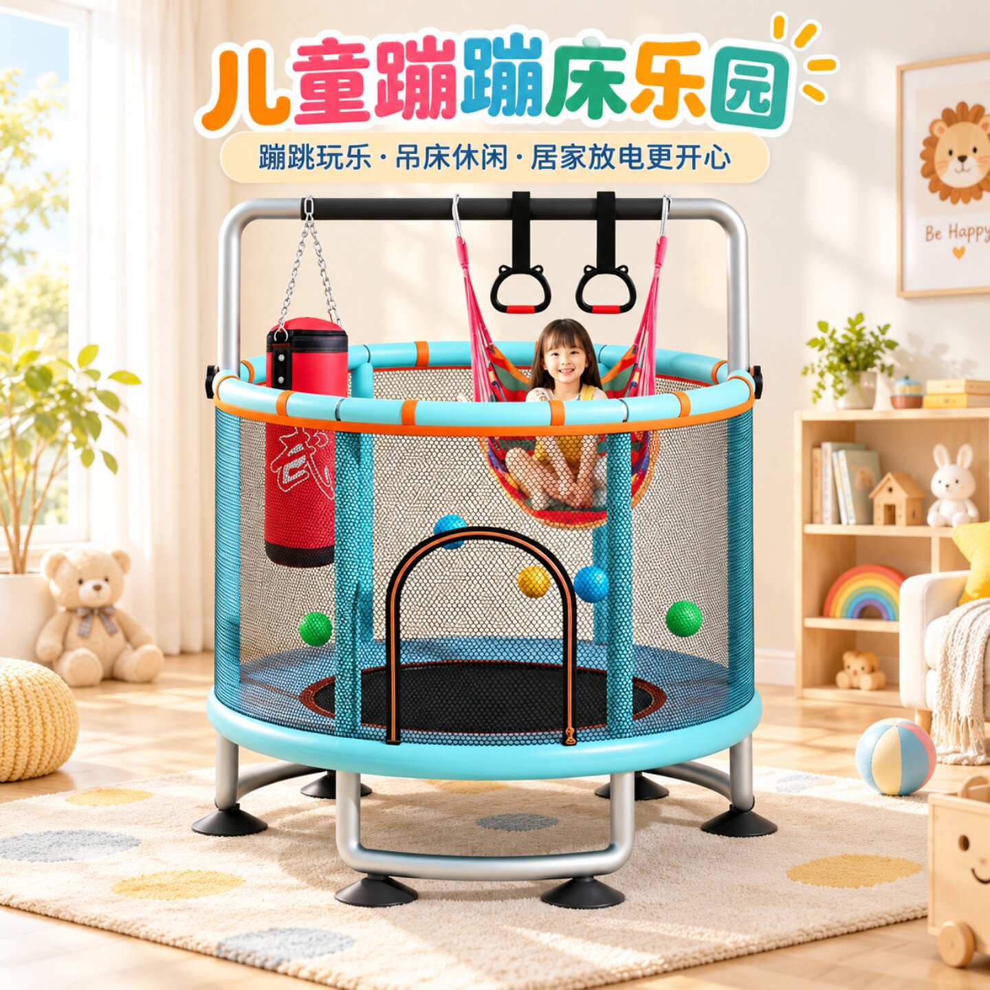 儿童家用蹦床玩具吊环秋千套装