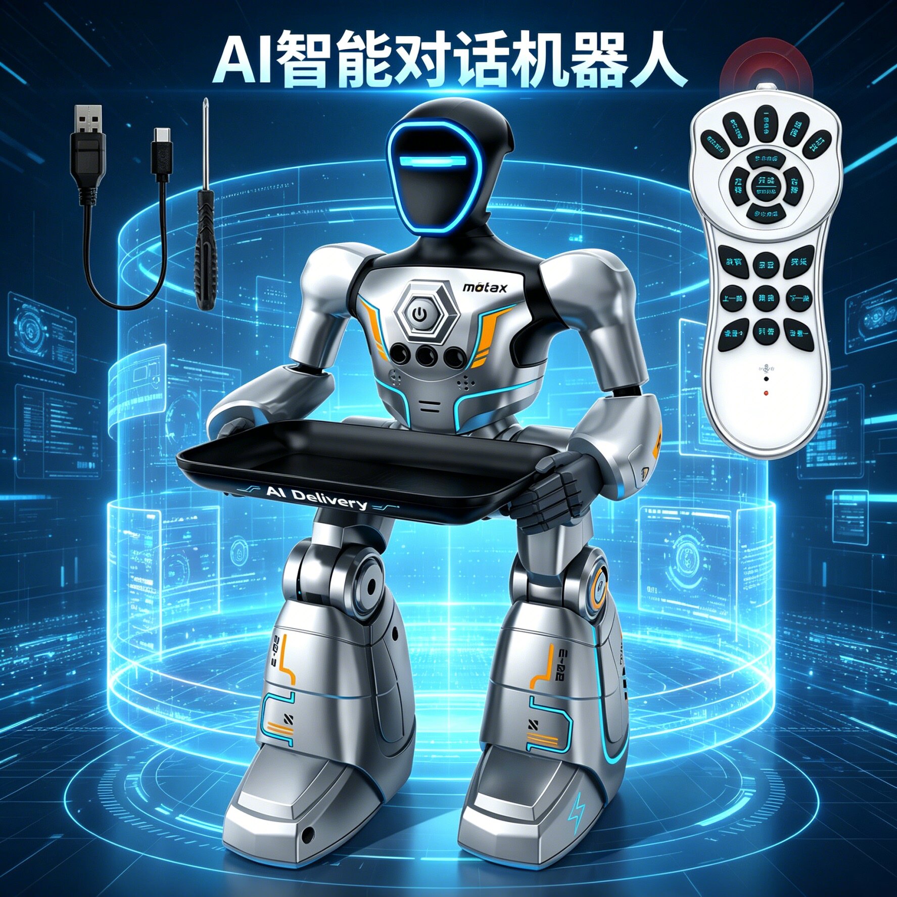 儿童礼物2026新款智能送餐机器人AI编程电动玩具高级人工男孩网红