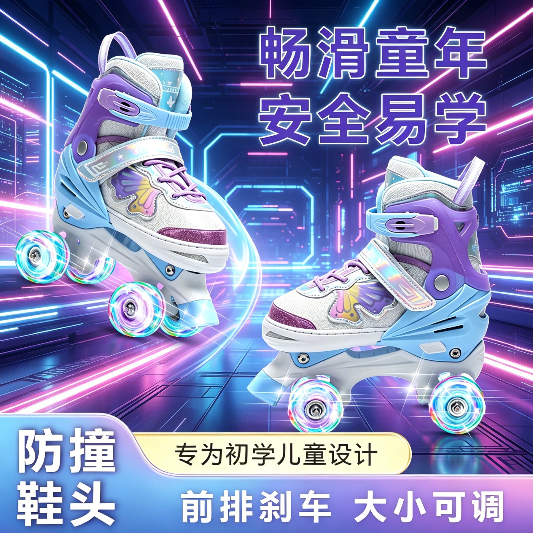 轮滑鞋儿童玩具益智3到6岁女孩2026新款溜冰鞋火爆小学生女童礼物