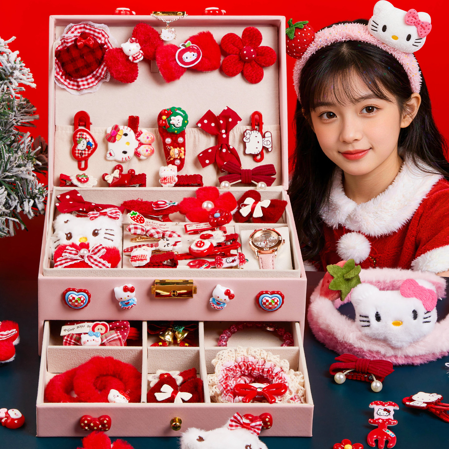 新年儿童发饰礼盒套装女孩的生日礼物首饰盒女童玩具发夹头饰礼品,玩具/童车/益智/积木/模型,手工串珠/穿珠/首饰编织,淘宝优惠券,粉丝福利购,淘宝优惠卷