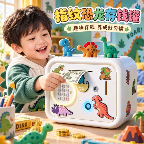 恐龙世界智能指纹存钱罐玩具