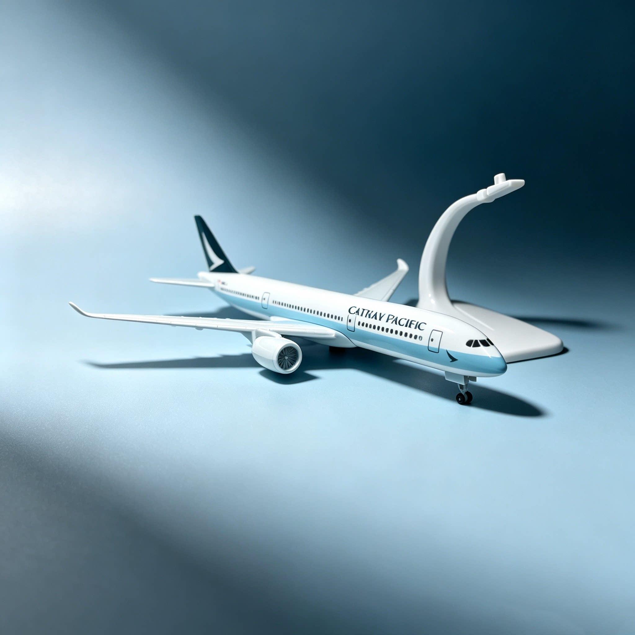 空客A350国泰航空客机模型飞机民航波音747-400国泰带轮子带灯图片