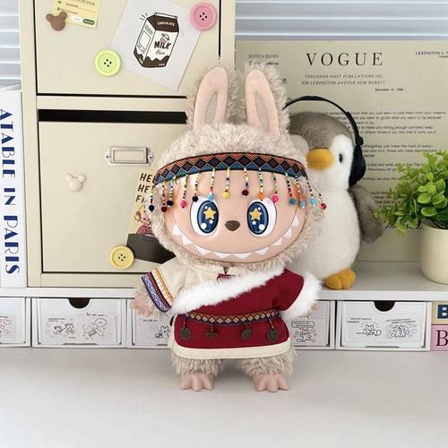 LABUBU搪胶娃娃17cm38cm37cm58cm拉布布公仔娃衣民族藏服仅衣无娃