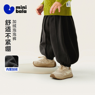 迷你巴拉巴拉男女童宝宝裤子冬新品保暖内里加绒亲肤舒适长裤