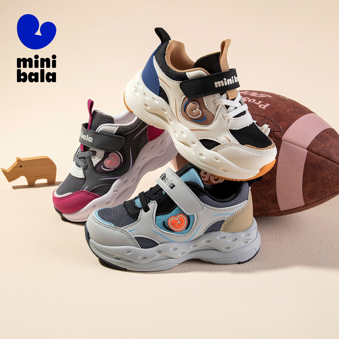 迷你巴拉年春季新款男女童鞋中小童运动鞋学生厚底网面休闲鞋