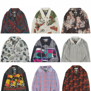 古着vintage复古日系百搭夏威夷港风衬衣巴洛克长袖 印碎花衬衫