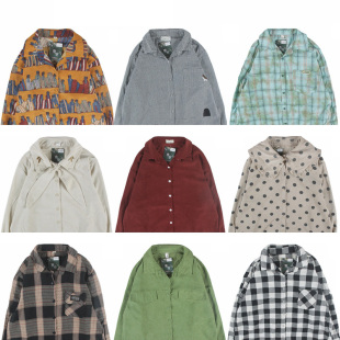 古着vintage复古孤品宽松纯色文艺条纹衬衣格子衬衫 日系春秋男女3