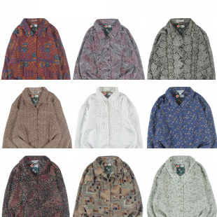 古着vintage复古英伦夏威夷女日本宽松巴洛克碎花长袖 油画花衬衫