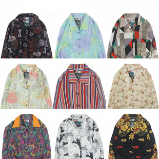 古着vintage复古日系百搭夏威夷港风宽松巴洛克长袖印碎花衬衫51