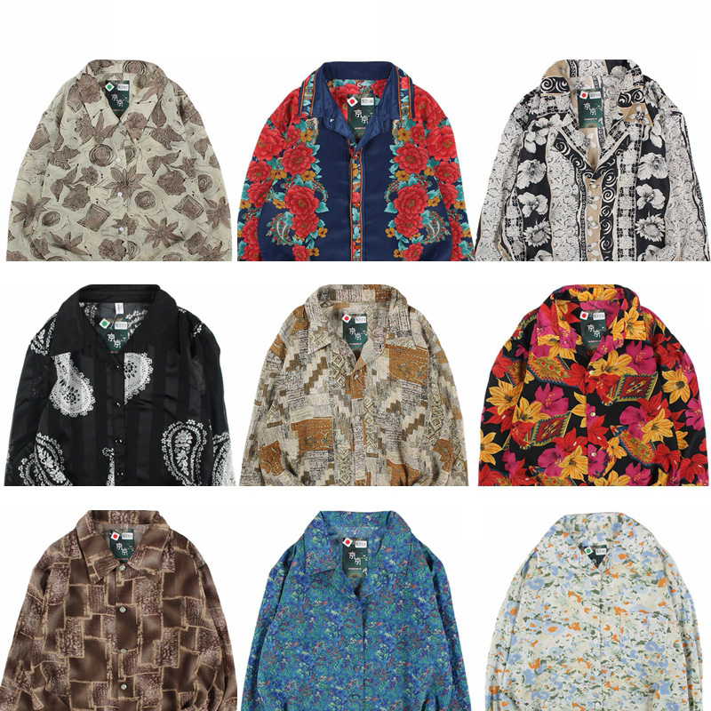 古着vintage复古日系衬衣夏威夷港风宽松巴洛克长袖女印碎花衬衫8