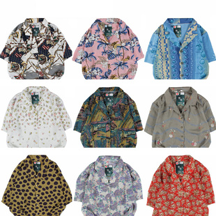 古着vintage复古日系百搭夏威夷港风宽松巴洛克短袖 女碎花衬衫