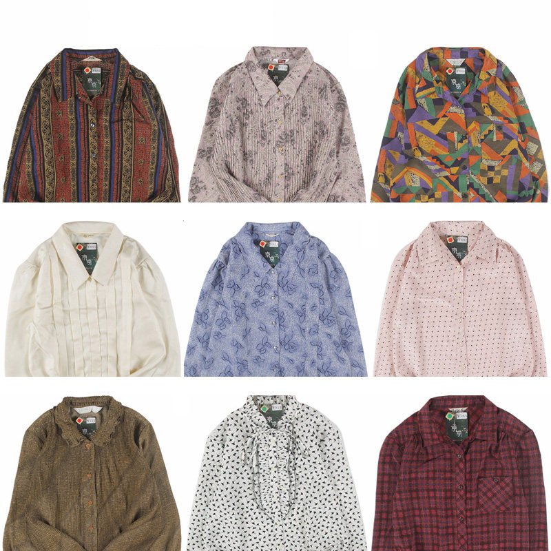 古着vintage复古英伦夏威夷女日本宽松巴洛克碎花长袖油画花衬衫4