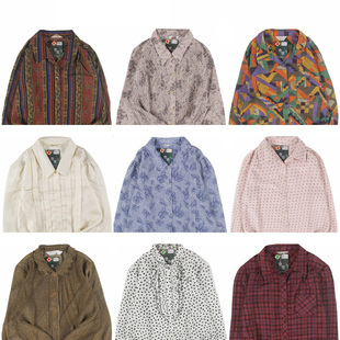 古着vintage复古英伦夏威夷女日本宽松巴洛克碎花长袖 油画花衬衫