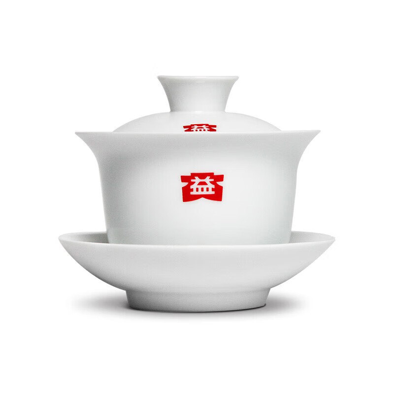 大益茶具 益工坊 德化白瓷盖碗茶杯三才碗茶具 白瓷盖碗150ml