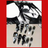 Lady gaga 应援穿戴甲暴力美学纯手工高级显白十字架链条假指甲