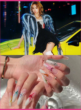 宋雨琦灵感夏日海星钻饰穿戴甲派辣妹欧美高级感气质手绘小众美甲