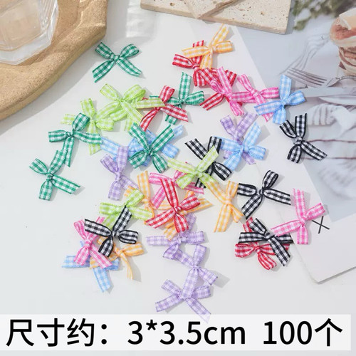 格子蝴蝶结0.6CM丝带小蝴蝶结服装辅料袜子配饰diy圣诞装饰蝴蝶结