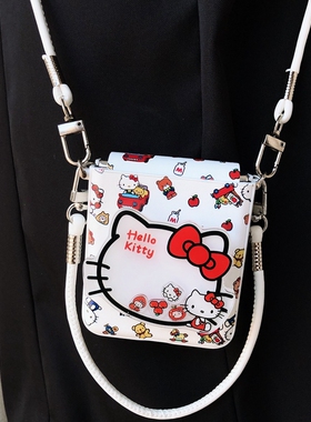 可爱kt猫适用三星zflip7手机壳华为puraX皮质pocket2折叠屏razr60斜跨findN3filp荣耀小折叠小米mixflip2手提