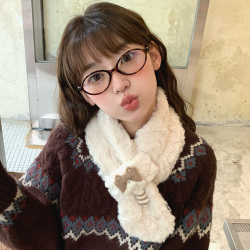 冬季日系毛绒保暖围巾女
