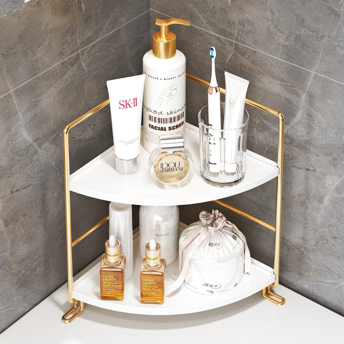 卫生间浴室洗手洗漱台转角三角置物架桌面迷你小尺寸化妆品收纳架