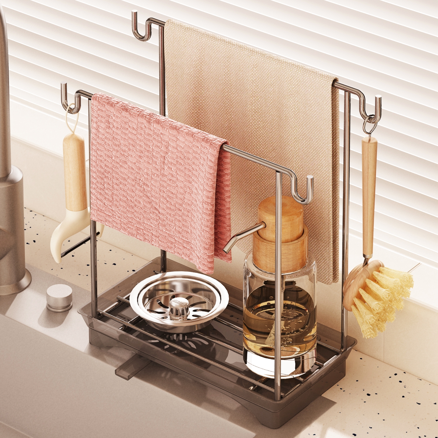 厨房抹布架子海绵沥水304不锈钢