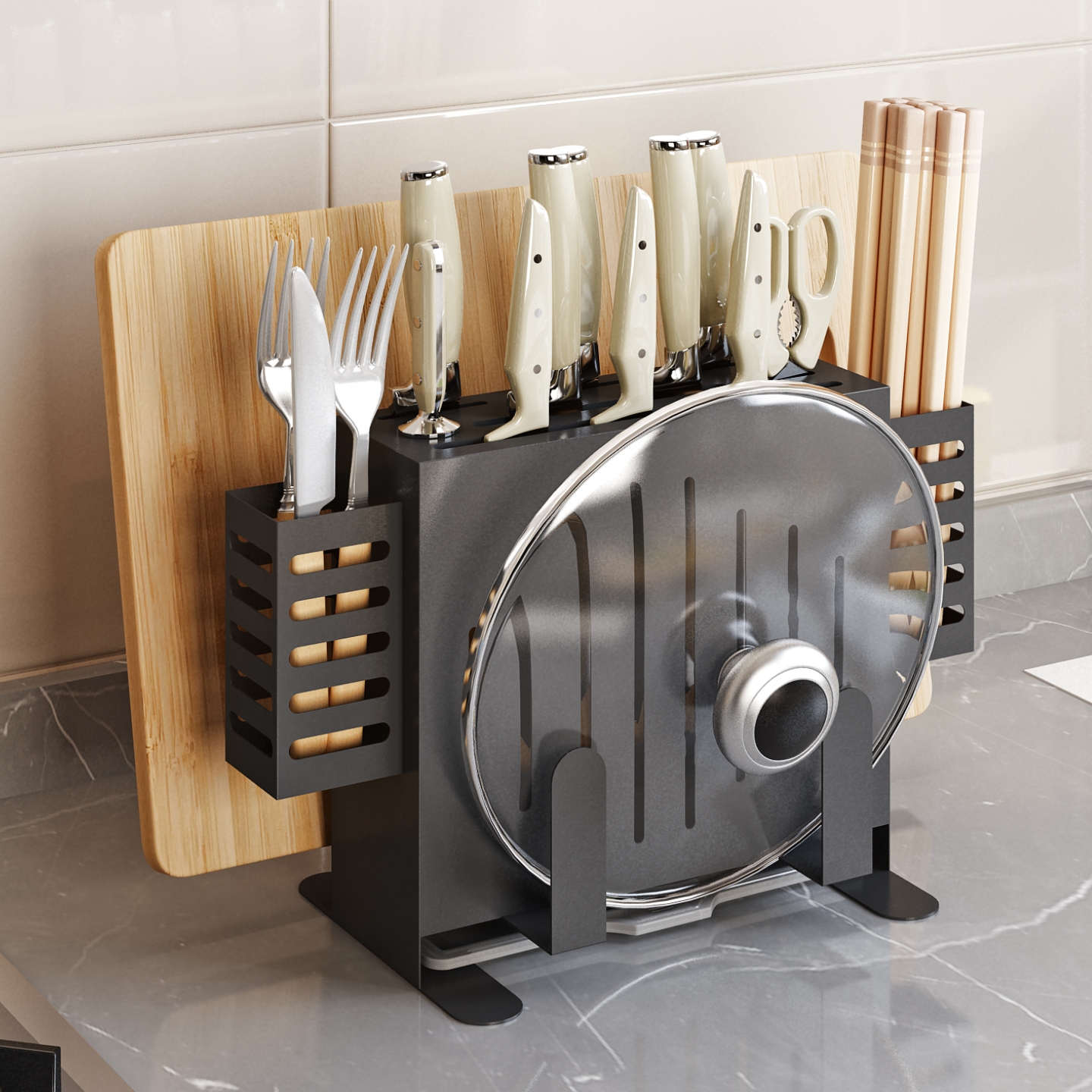 厨房刀架刀具收纳架多功能不锈钢