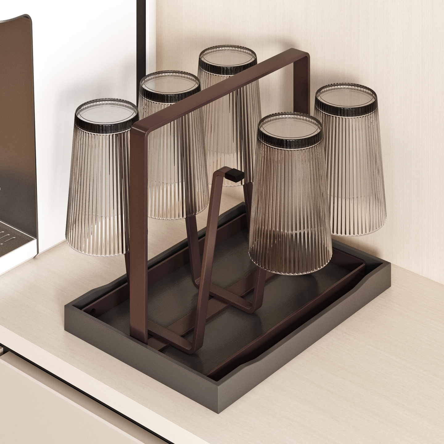 桌面倒挂沥水托盘杯子置物架