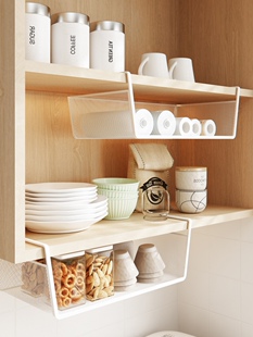 厨房柜壁柜挂篮储物架挂分层储物器无冲孔新型网篮挂架