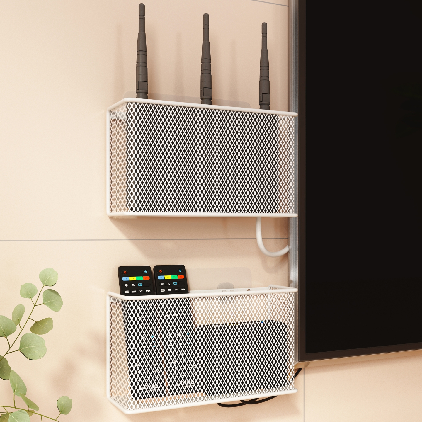 壁挂路由器放置物架机顶盒收纳盒