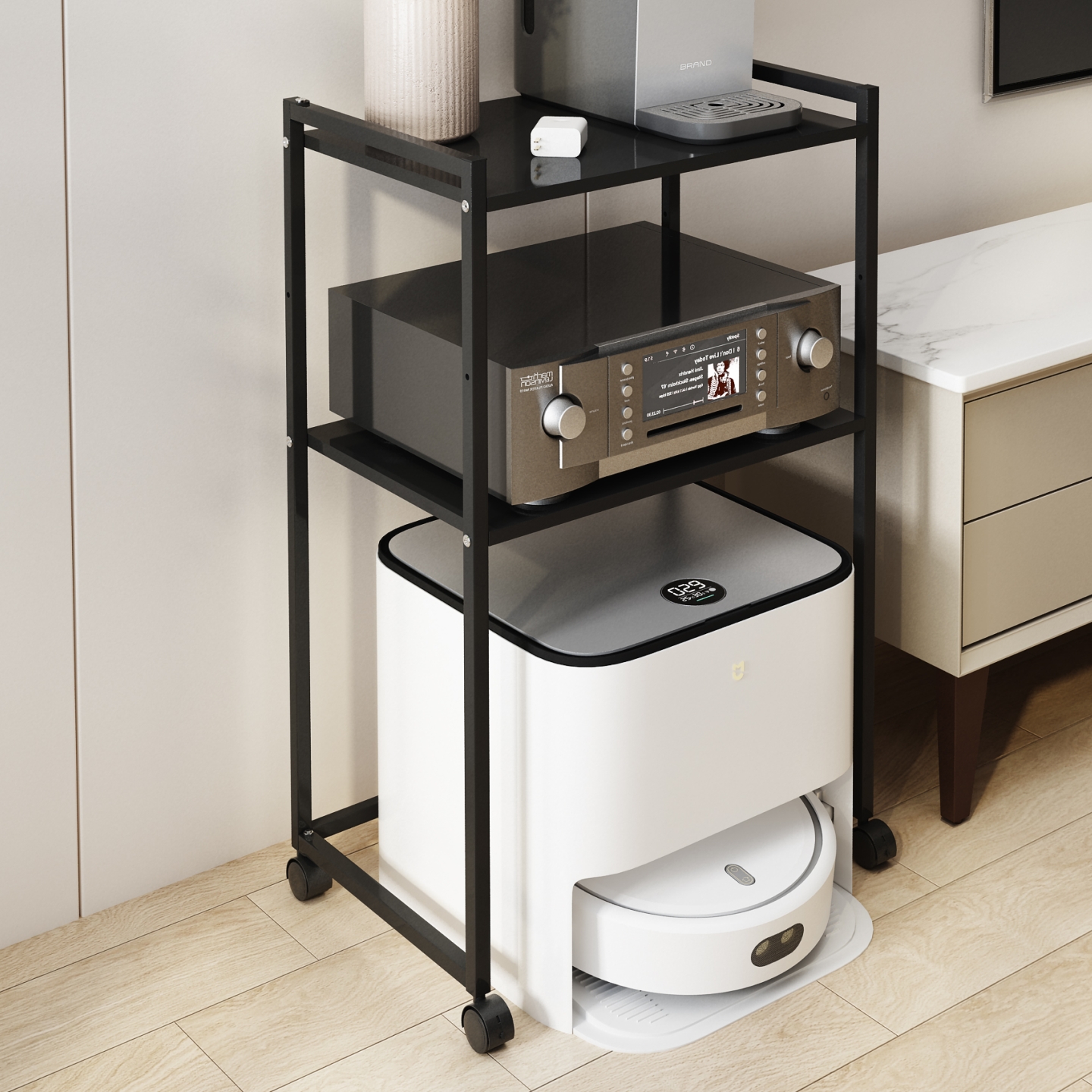 扫地机器人置物架上方分层收纳柜