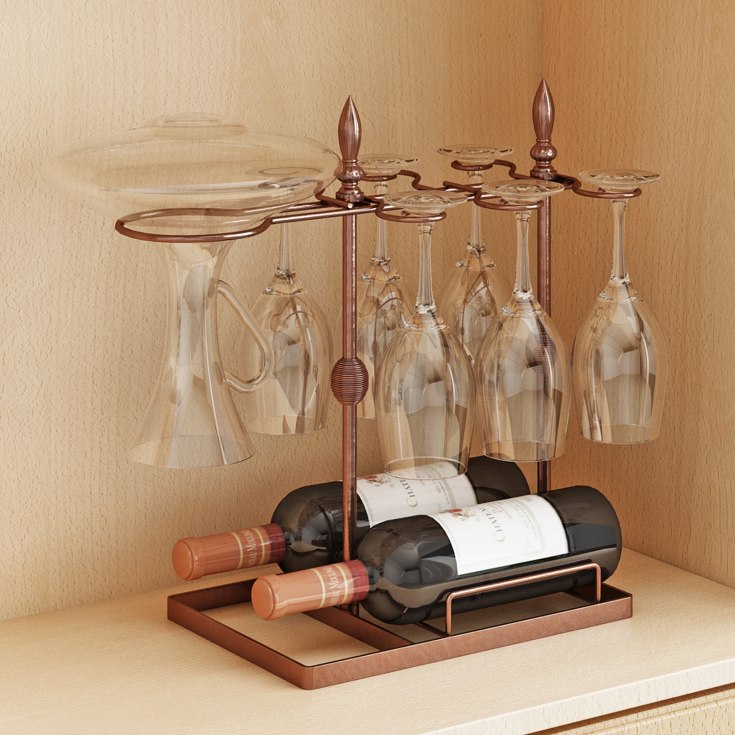 红酒架红酒杯架醒酒器一体收纳架
