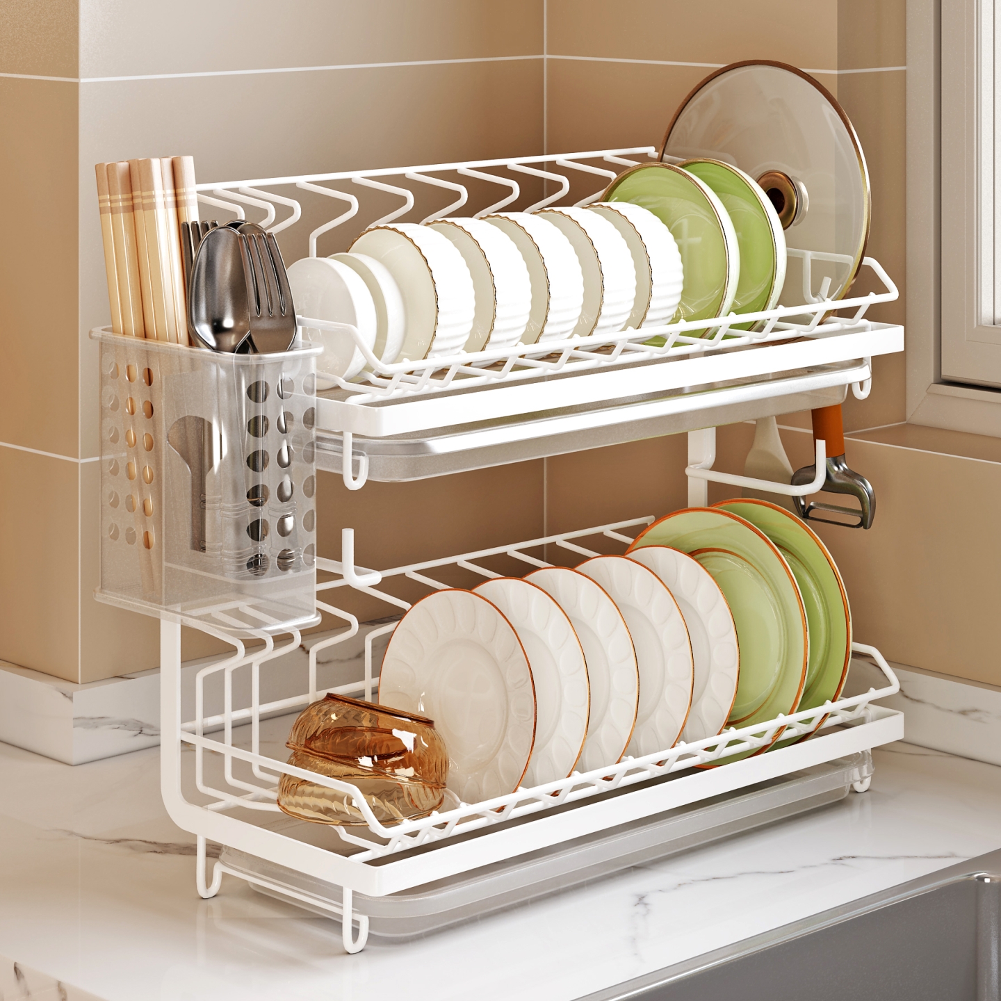 厨房碗碟筷子沥水收纳架窄边台面