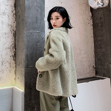 修身 2019冬新款 颗粒羊剪绒皮草外套复合皮毛一体零羊绒大衣女短款