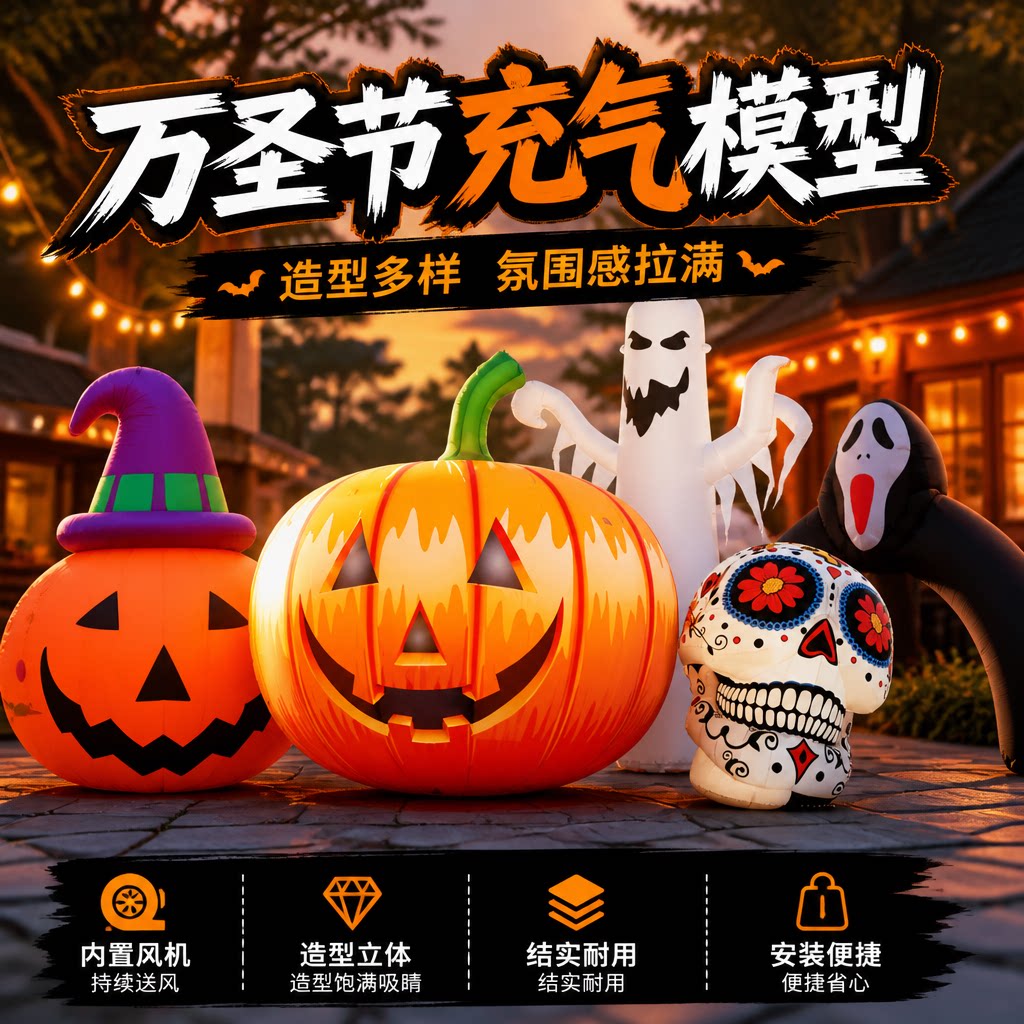 万圣节充气南瓜气模骷髅幽灵拱门鬼节商场酒吧活动装饰道具可定制
