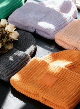 Mest Beads/超级加厚一顶过冬韩国小众时尚潮流保暖针织帽方块脸