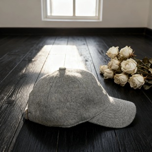 保暖百搭棒球帽子男女同款 Mest 羊绒灰色休闲时尚 秋冬新款 Beads