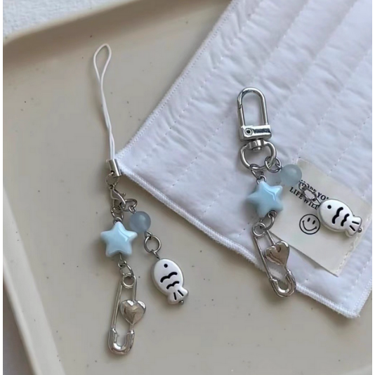 ins甜美少女金属银色简约百搭包挂件星星钥匙扣