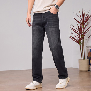 男宽松直筒黑色裤 子 1308 轻商务弹力牛仔裤 40码 植 春季