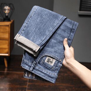 休闲爆款 子 薄款 男裤 直筒高端男式 修身 男士 男款 牛仔裤 夏季 2024新款