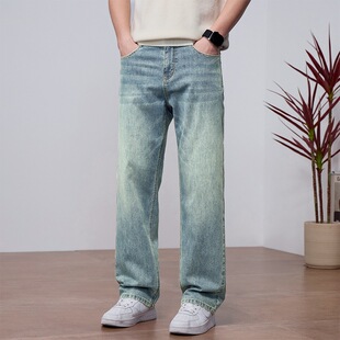 春夏轻商务弹力牛仔裤 男宽松直筒休闲长裤 40码 1301A