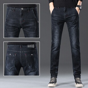 男修身 弹力小脚裤 男黑色潮裤 秋季 型555款 牛仔裤 小直筒版 主推 款