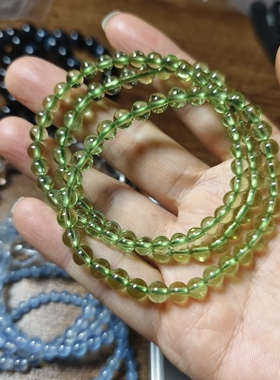 天然橄榄石蓝虎眼金虎眼蓝虎眼海蓝宝白水晶手串男女手链圆珠