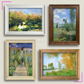 欧式 框莫奈印象派装 饰画客厅书房幼儿园挂画世界名画复制日出睡莲