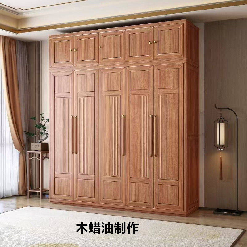 木蜡油实木衣柜原木风卧室家用储物衣橱3456门新款成品组合大衣柜